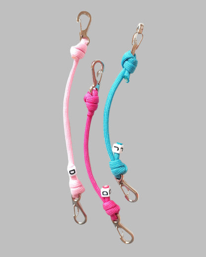 Paracord dog collar to prong safety strap, backup clip, collar safety strap with initial